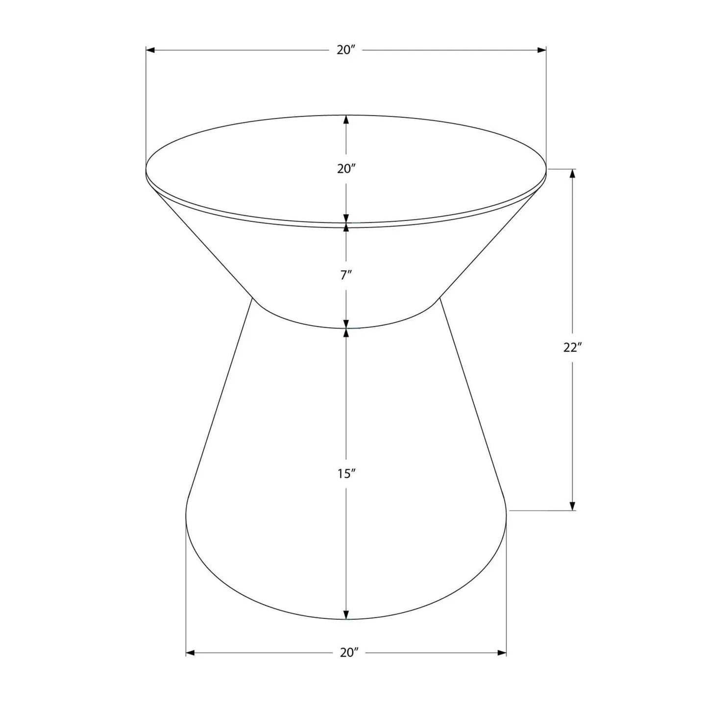 Drum Accent Side Table 20-inch round top, 22-inch tall, conical pedestal, Unique Piece Furniture on Tampa Home & Garden Store