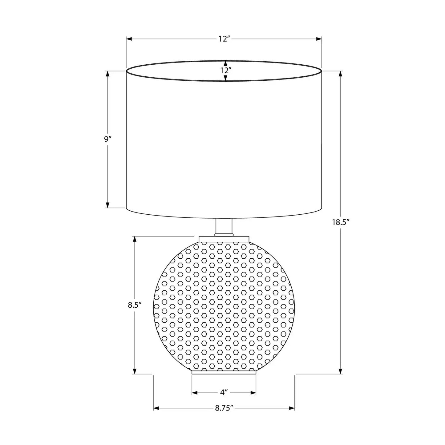 Modern gray/cream table lamp with perforated round base and 12 in shade dia overall 18.5 in tall on Tampa Home & Garden Store