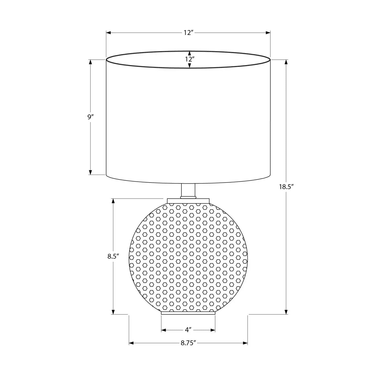 Modern gray/cream table lamp with perforated round base and 12 in shade dia overall 18.5 in tall on Tampa Home & Garden Store