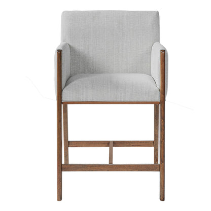 24 Inch Beige Counter Stools With Arms Set of Two