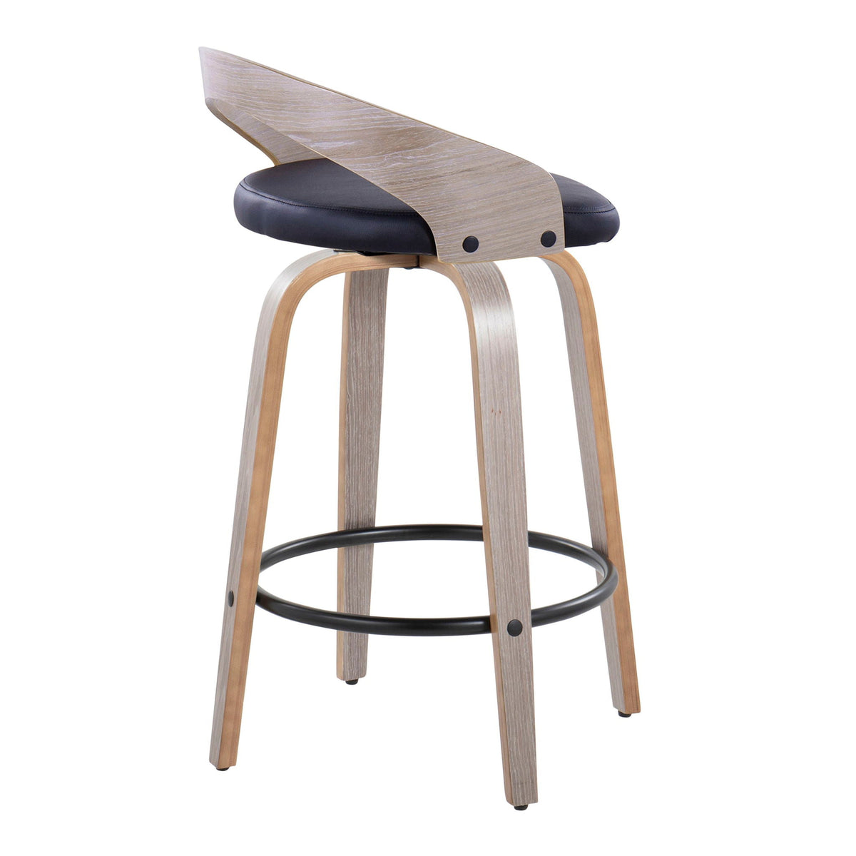 Mid Century Modern Counter Stools set of 2, swivel, black cushion seat, wood frame HouseOfZazla on Tampa Home & Garden Store