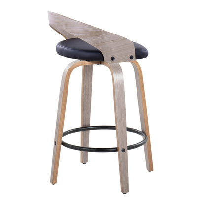 Mid Century Modern Counter Stools set of 2, swivel, black cushion seat, wood frame HouseOfZazla on Tampa Home & Garden Store