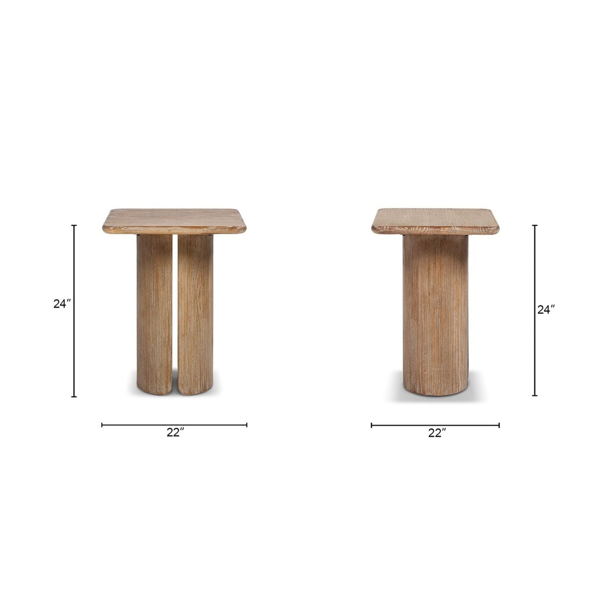 Antique brown square pedestal side tables set of 2 with sculptural bases in wood by HouseOfZazla on Tampa Home & Garden Store