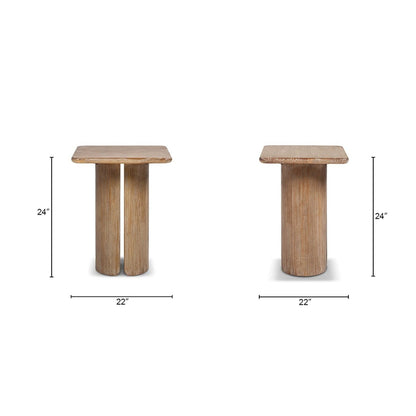Antique brown square pedestal side tables set of 2 with sculptural bases in wood by HouseOfZazla on Tampa Home & Garden Store