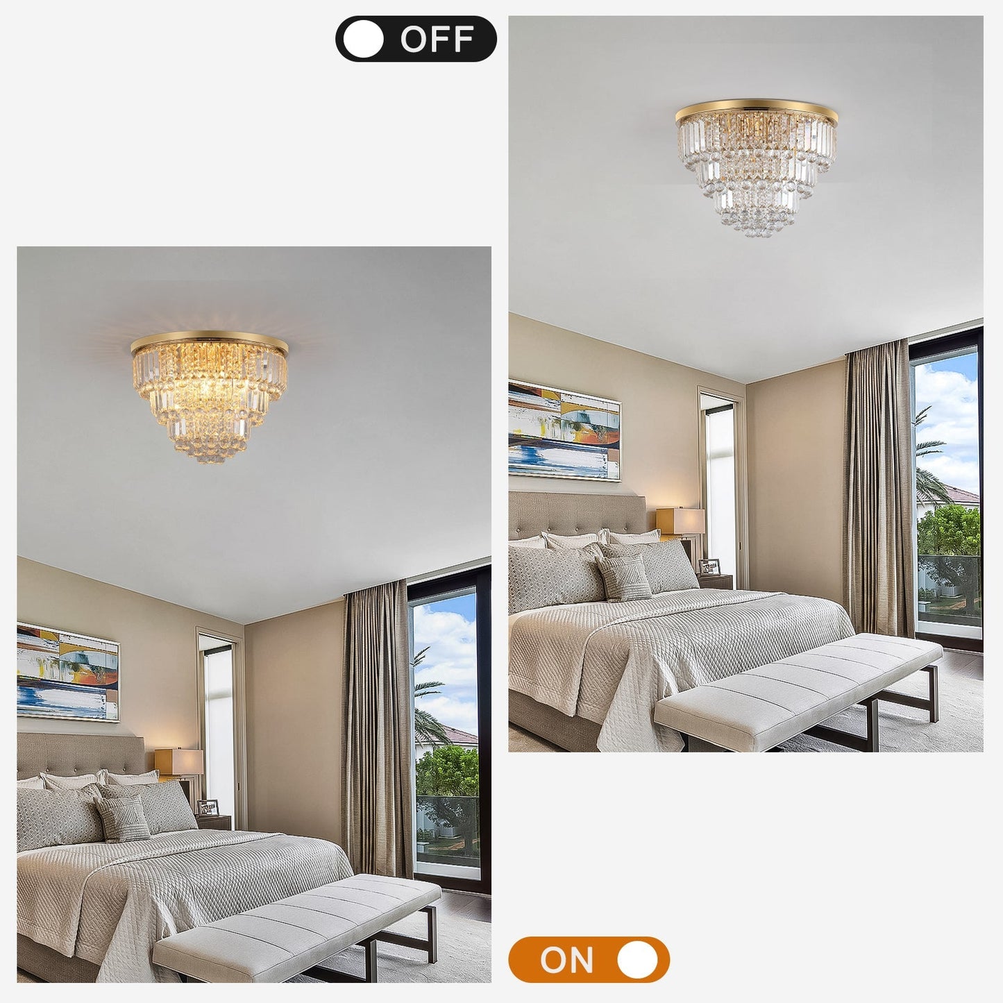 Gold luxury modern crystal ceiling chandelier with tiered prisms by HouseOfZazla on Tampa Home & Garden Store