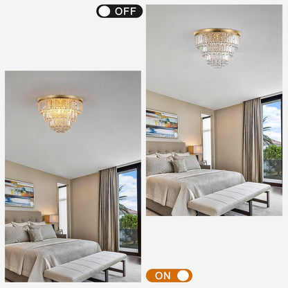 Gold luxury modern crystal ceiling chandelier with tiered prisms by HouseOfZazla on Tampa Home & Garden Store