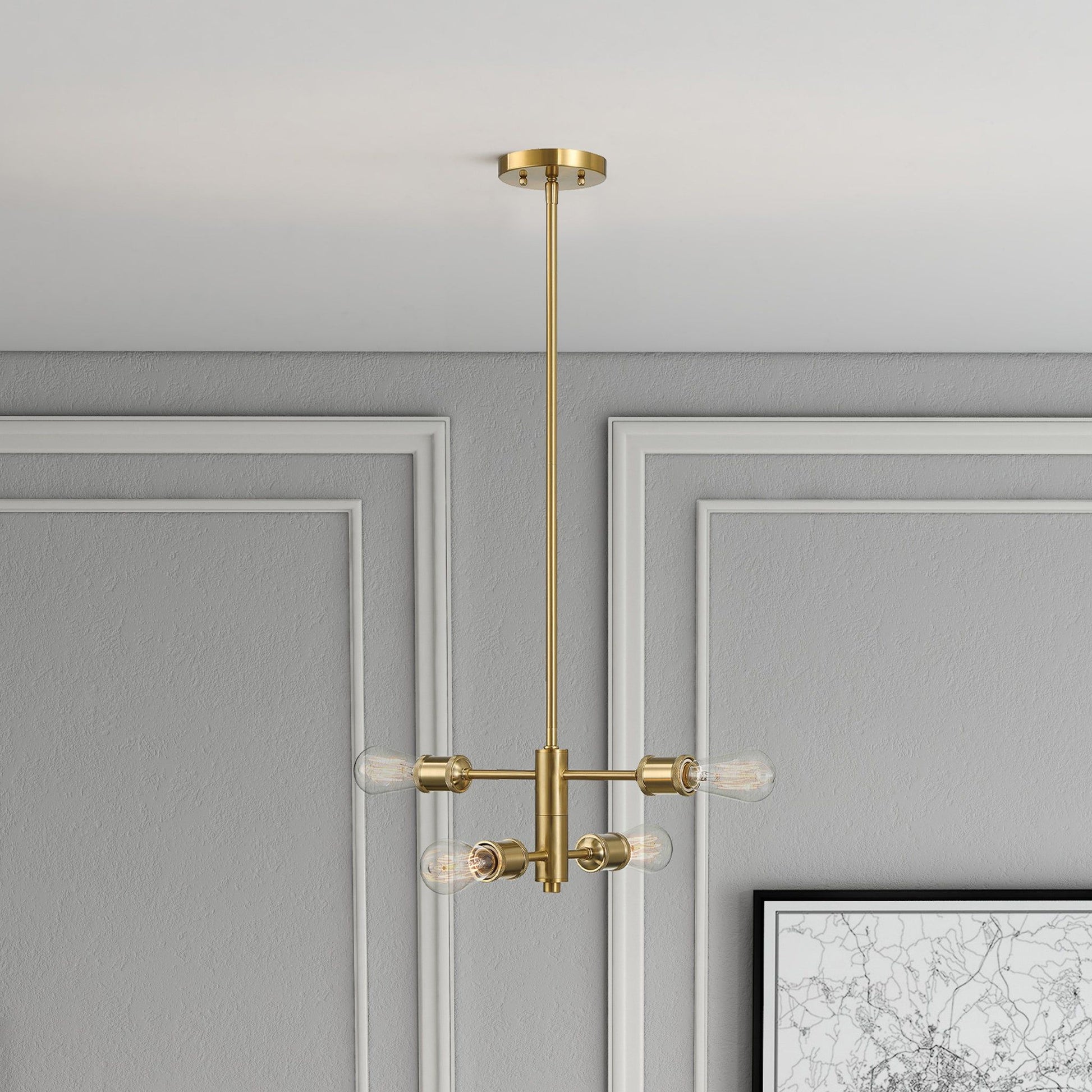Chandelier Trellis 4-light gold pendant with clear bulbs by HouseOfZazla for living room on Tampa Home & Garden Store