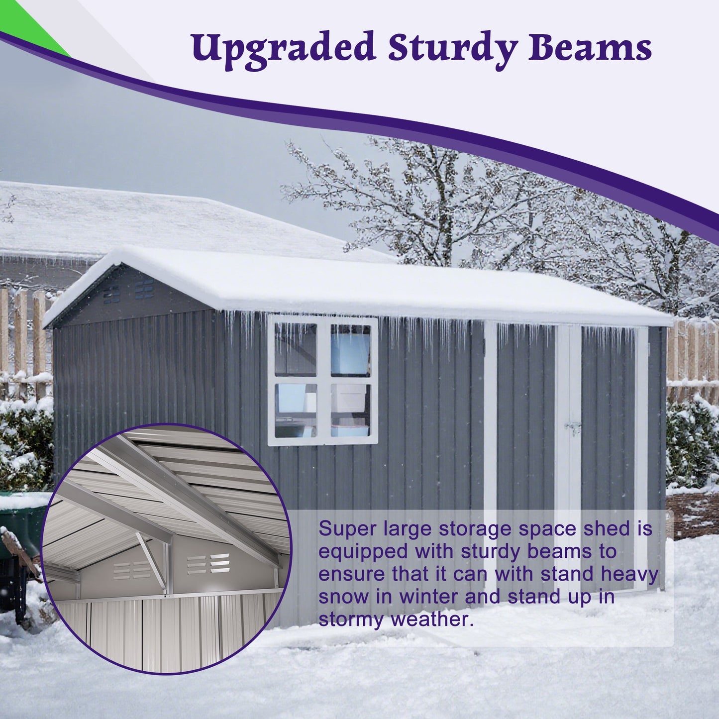 10x8 Outdoor Steel Shed with Door and Lock