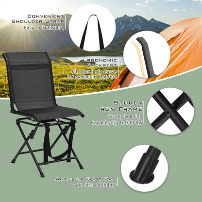 GemGear outdoor foldable 360-degree swivel chair with iron frame black mesh seat on Tampa Home & Garden Store