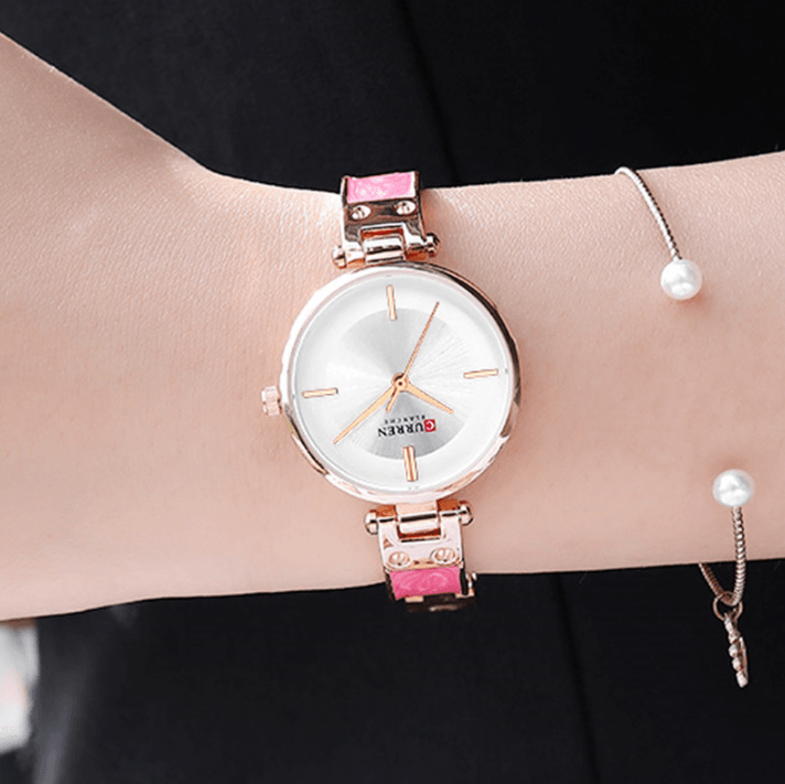 Stevvex women's stainless steel watch with marble ceramic bracelet rose gold dial on Tampa Home & Garden Store