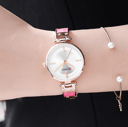 Stevvex women's stainless steel watch with marble ceramic bracelet rose gold dial on Tampa Home & Garden Store