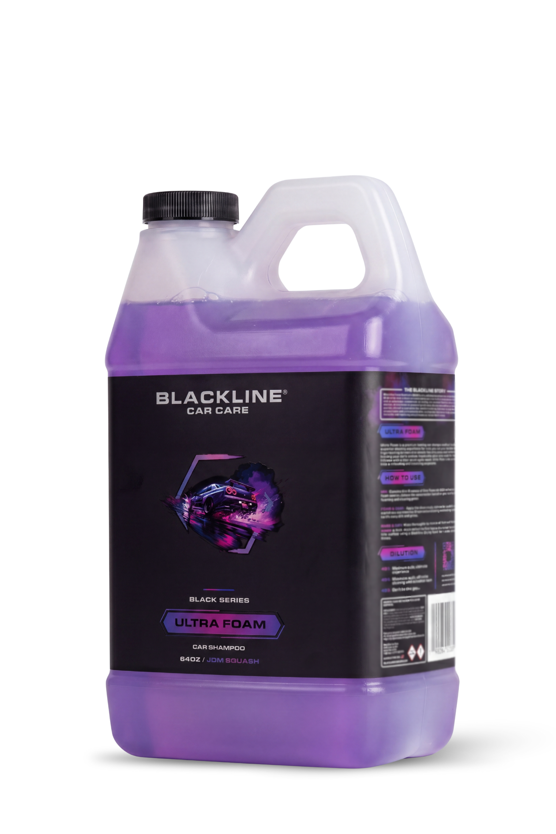 BLACKLINE Ultra Foam car shampoo in a purple liquid, 1-gallon jug with a black label on Tampa Home & Garden Store