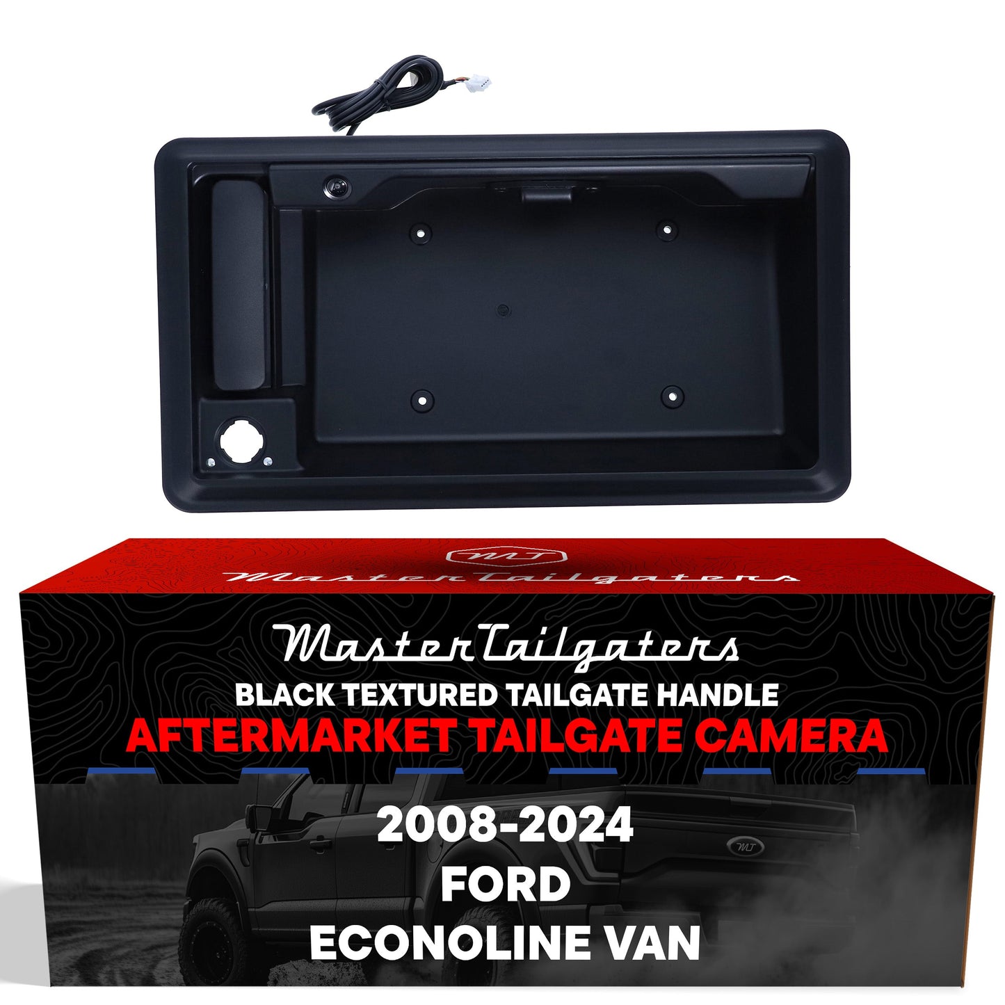 Master Tailgaters black textured tailgate handle with backup camera for Ford Econoline 2008-2024 on Tampa Home & Garden Store