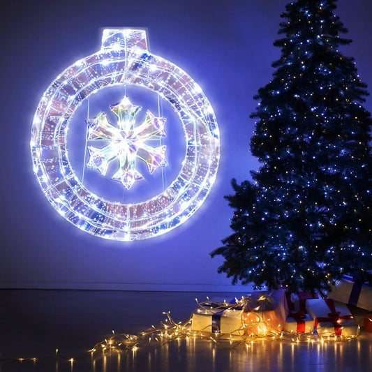 33 Inch Lighted Snowflake Wreath With Ring