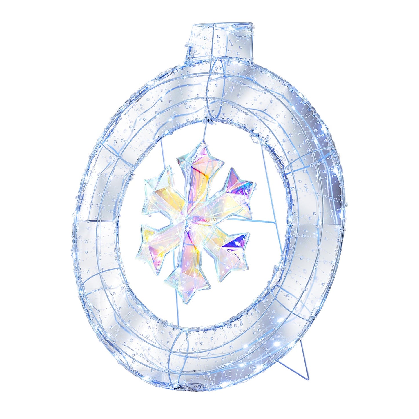 33 Inch Lighted Snowflake Wreath With Ring