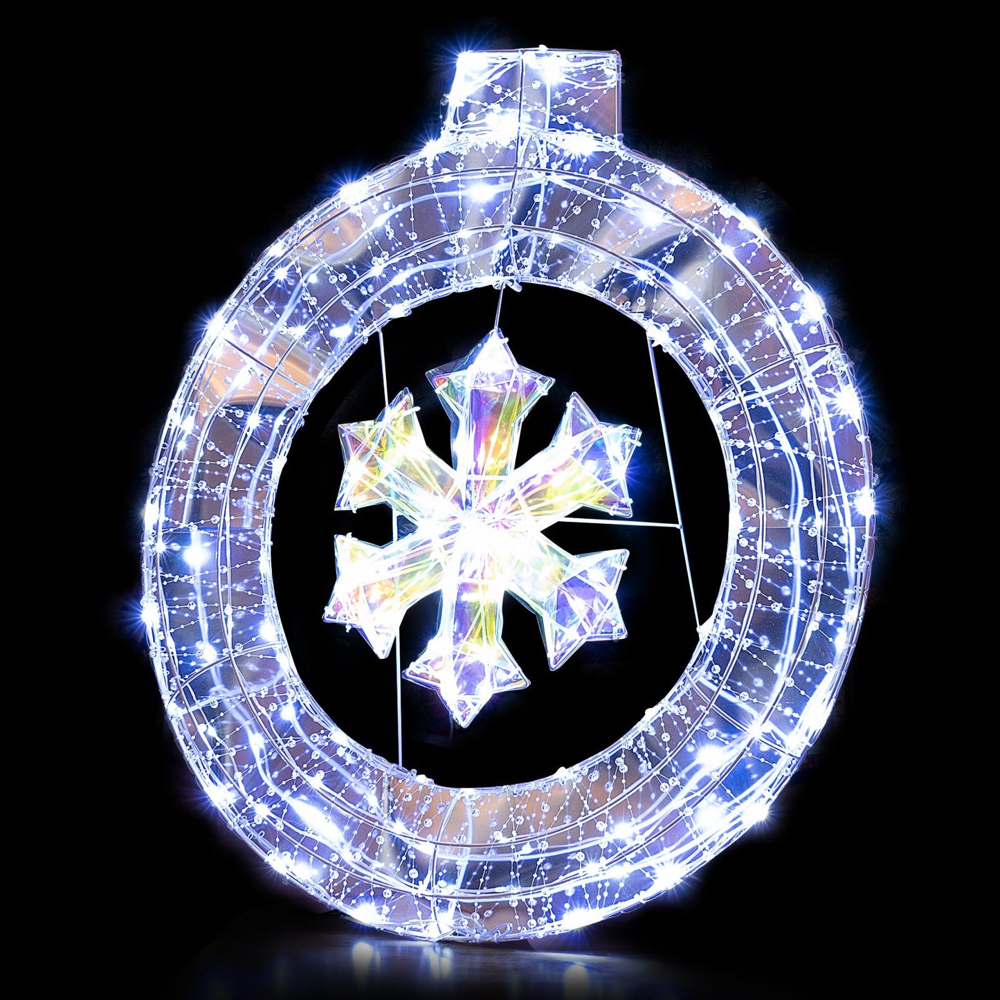 33 Inch Lighted Snowflake Wreath With Ring