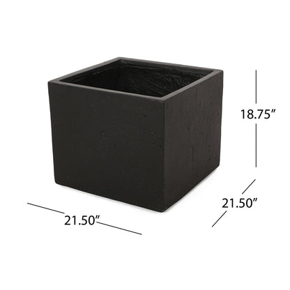 HouseOfZazla Modern Outdoor Planter black square planter with textured finish 21.5in long on Tampa Home & Garden Store