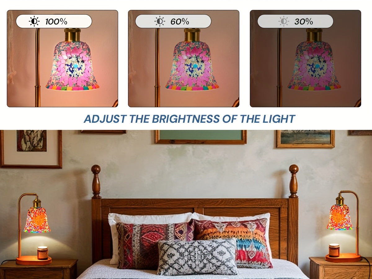 Turkish Mosaic Candle Lamp – Dimmable Glass Table Light for Bedroom & Holidays