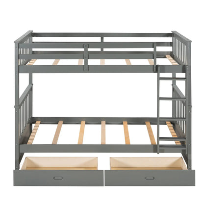 Bunk Bed With Ladders And 2 Storage Drawers gray metal frame with wooden slat supports on Tampa Home & Garden Store