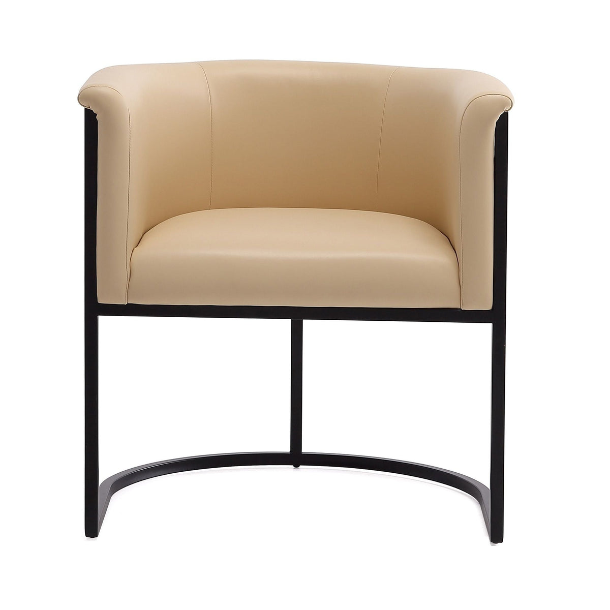 Cosmopolitan dining chair beige leather upholstery with geometric black metal frame HouseOfZazla on Tampa Home & Garden Store