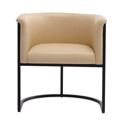 Cosmopolitan dining chair beige leather upholstery with geometric black metal frame HouseOfZazla on Tampa Home & Garden Store