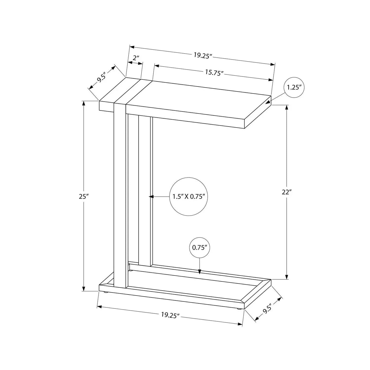 C Shaped Accent Table With Modern Wood Look