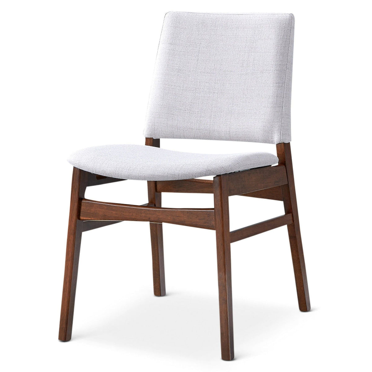 Dining chair set brown wood frame with light gray upholstery, solid wood, set of 2 on Tampa Home & Garden Store