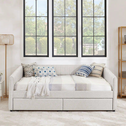 Upholstered Queen Daybed with 2 Drawers