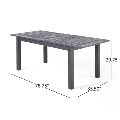 Outdoor Acacia Wood and Expandable Dining Table