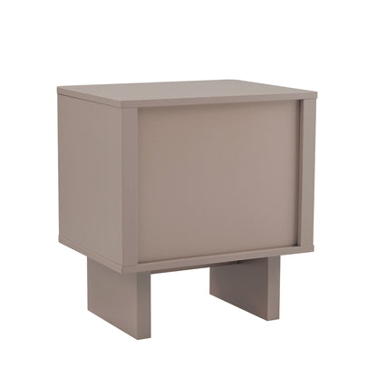 Modern accent nightstand beige with drawer and open lower shelf, boxy legs on Tampa Home & Garden Store