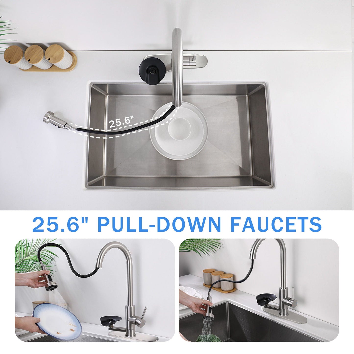 3 In 1 Kitchen Faucet and Press Glass Rinser