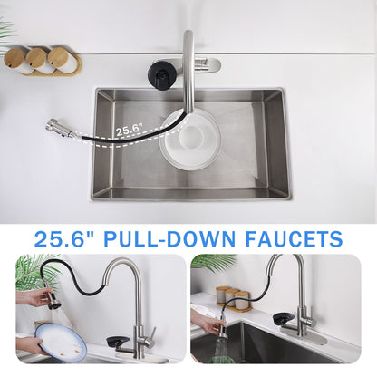 3 In 1 Kitchen Faucet and Press Glass Rinser
