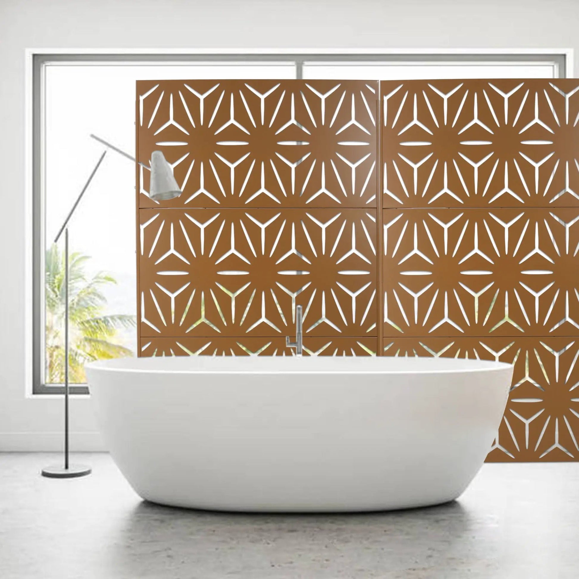 Outdoor & Indoor Metal Privacy Screen panels brown lattice Unique Piece Furniture on Tampa Home & Garden Store
