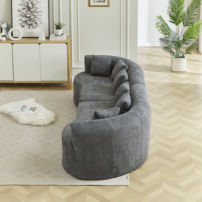 Curved Sectional Sofa in dark gray fabric, oversized modern design by HouseOfZazla on Tampa Home & Garden Store