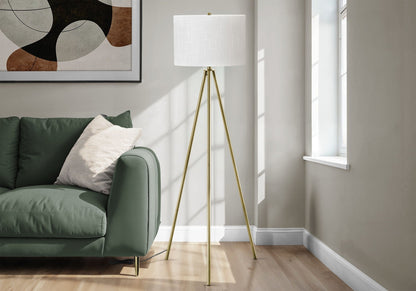 Floor lamp contemporary with brass tripod legs and white drum shade HouseOfZazla on Tampa Home & Garden Store