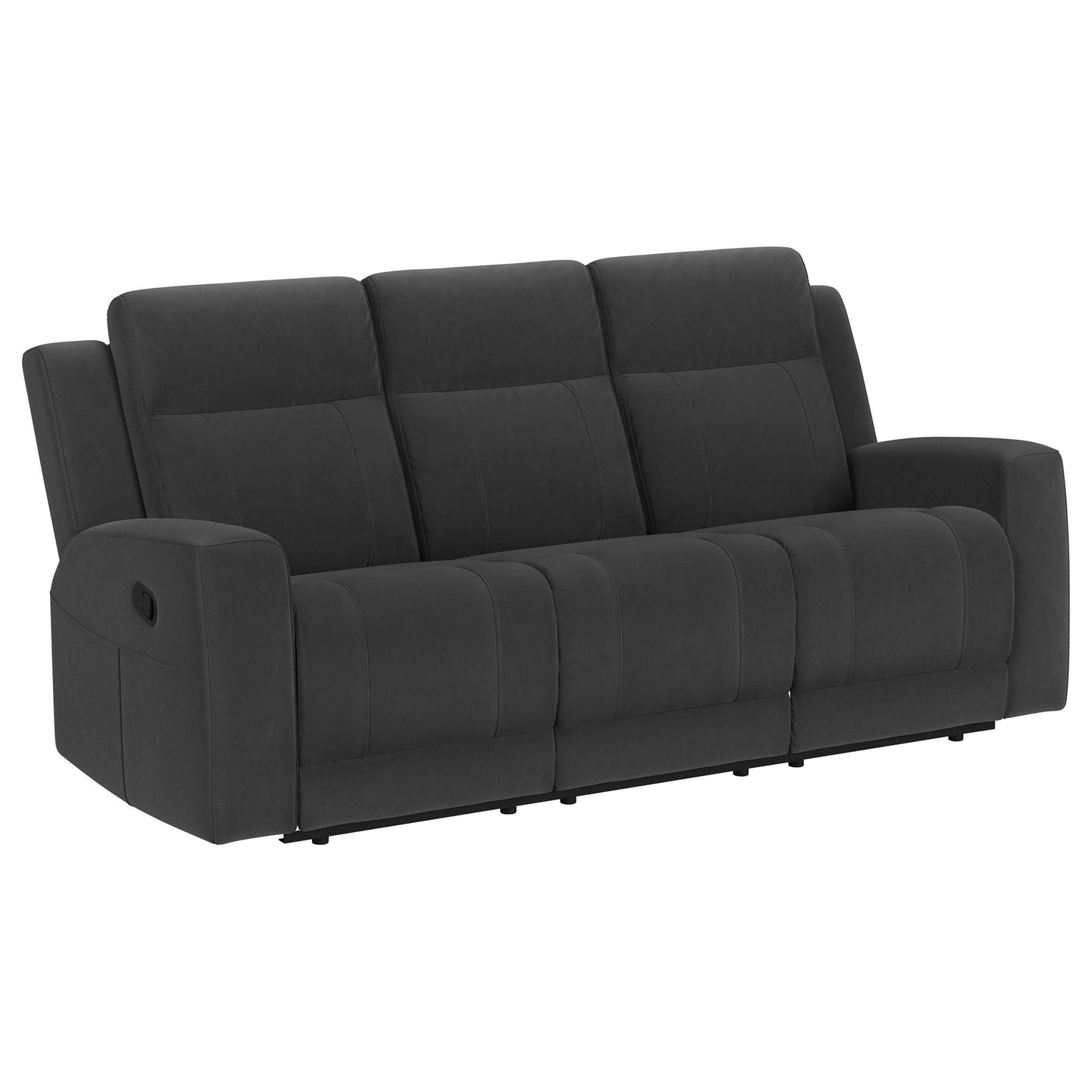 Slater 2-piece reclining sofa set with manual recline in dark gray leather by HouseOfZazla on Tampa Home & Garden Store
