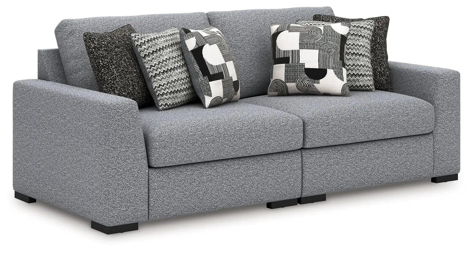 Bealton sectional by Unique Piece Furniture gray textured upholstery with geometric pillows on Tampa Home & Garden Store