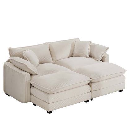 Beige 2-piece oversized modular sofa with ottoman, corduroy upholstery by HouseOfZazla on Tampa Home & Garden Store