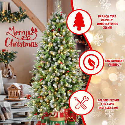 6ft pre-lit artificial Christmas tree with 380 warm white LEDs, flocked tips HouseOfZazla on Tampa Home & Garden Store