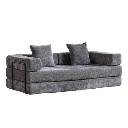 Compact Floor Sofa Bed With A Pillow And Frame