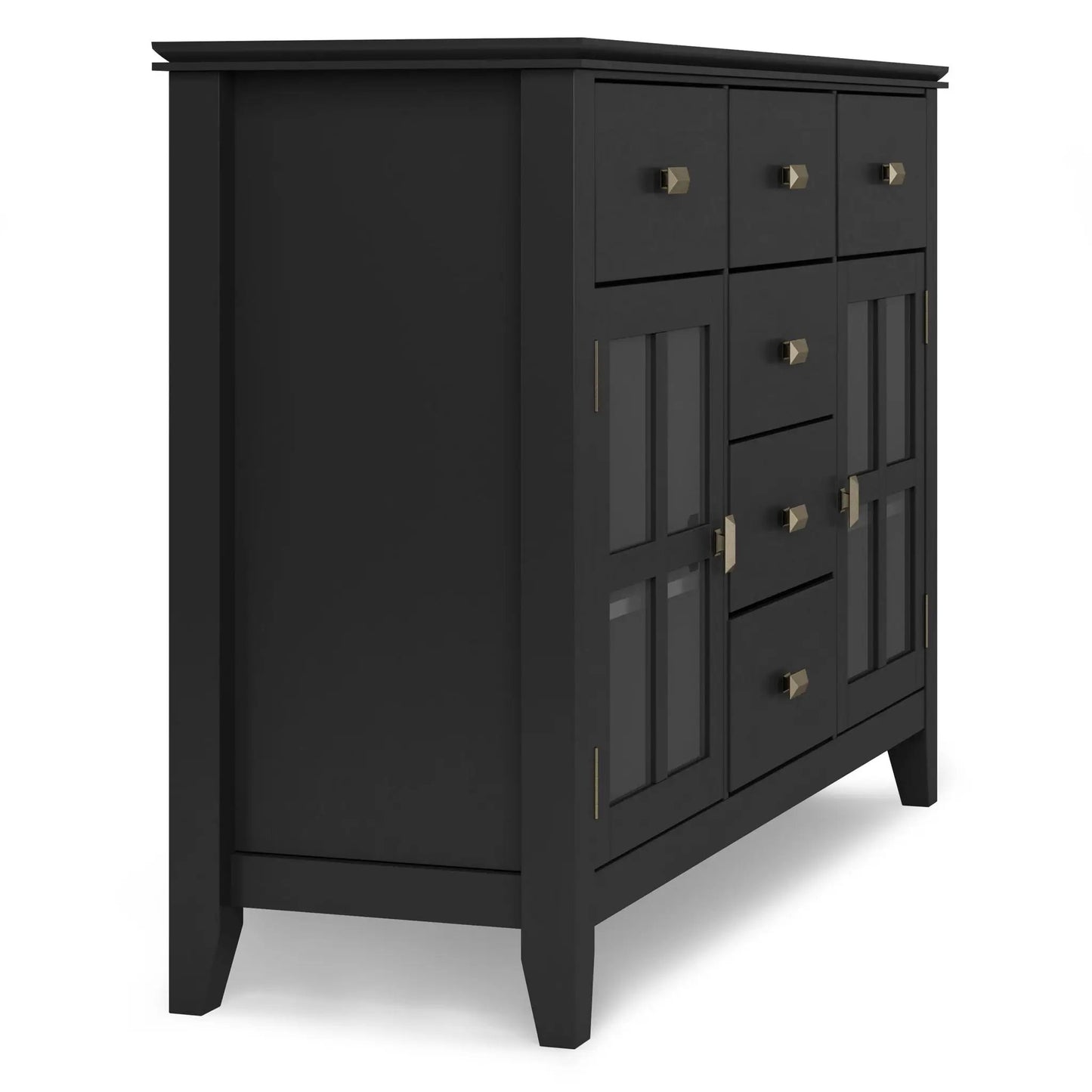 Artisan Sideboard Buffet in black with brass square knobs, by Unique Piece Furniture on Tampa Home & Garden Store
