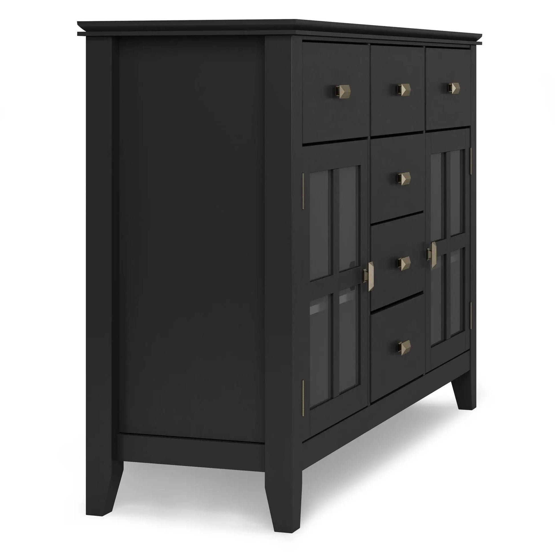 Artisan Sideboard Buffet in black with brass square knobs, by Unique Piece Furniture on Tampa Home & Garden Store