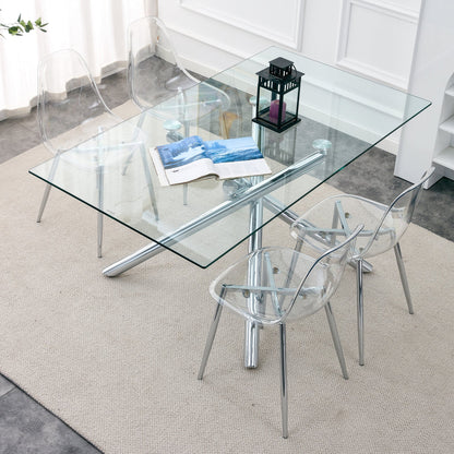 Modern Minimalist Transparent Dining Chairs - 6-Piece Set, glass table on Tampa Home & Garden Store
