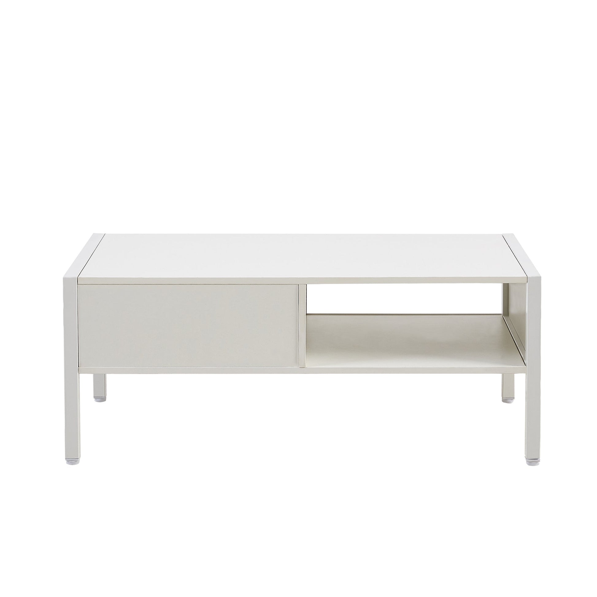 White modern coffee table with sliding door and open shelf by HouseOfZazla on Tampa Home & Garden Store