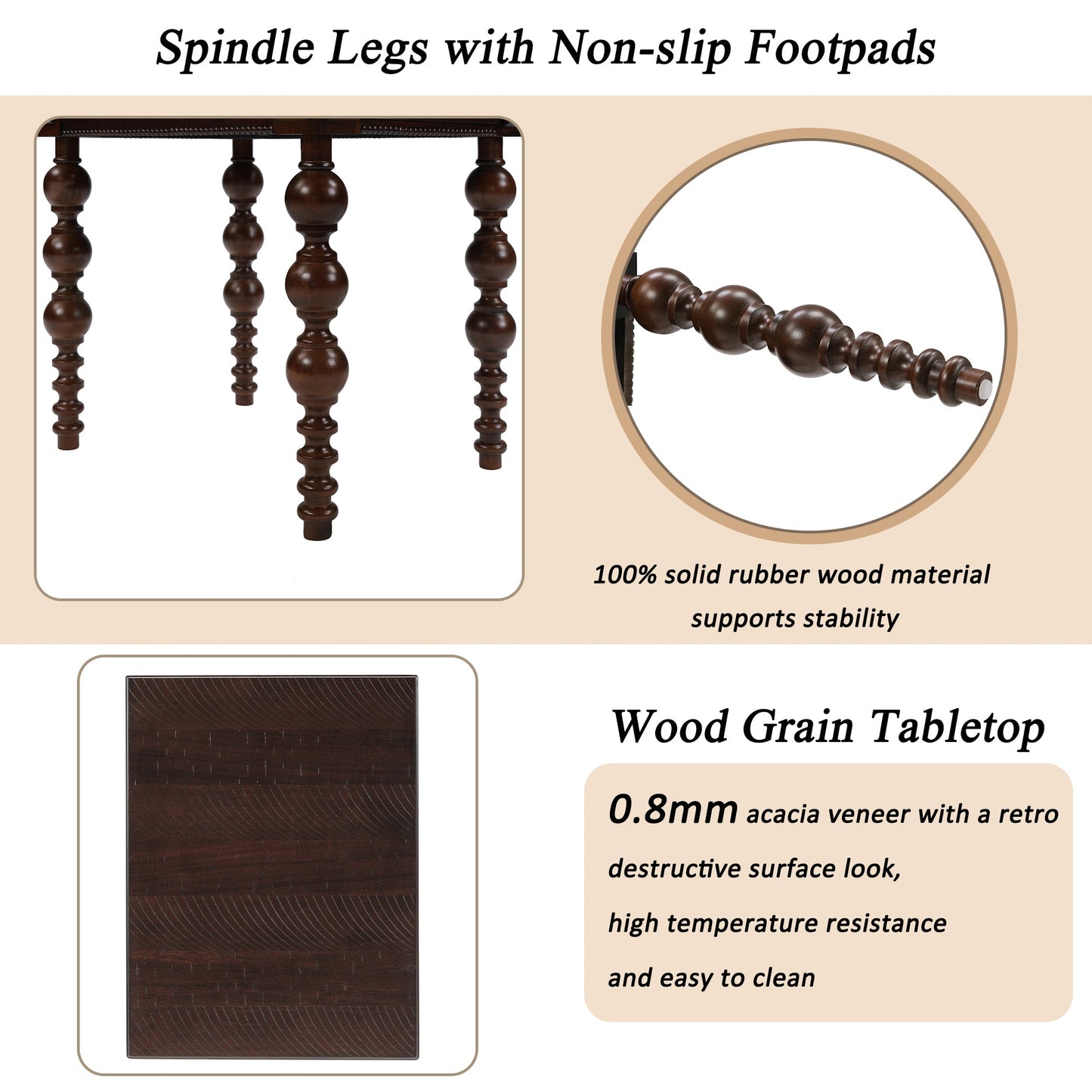 Solid wood end table with drawer in espresso finish, turned spindle legs, HouseOfZazla on Tampa Home & Garden Store
