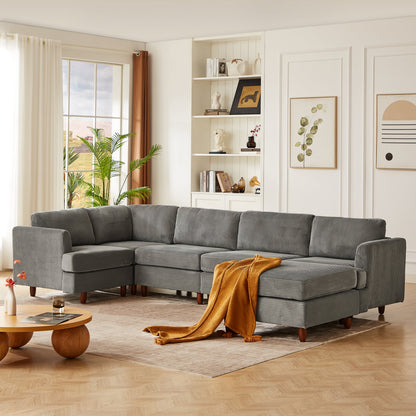 HouseOfZazla modern modular sectional couch 6-seater sleeper in dark gray striped fabric on Tampa Home & Garden Store