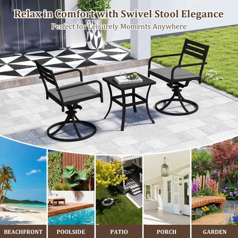 Outdoor Metal Swivel Patio Chairs and Table