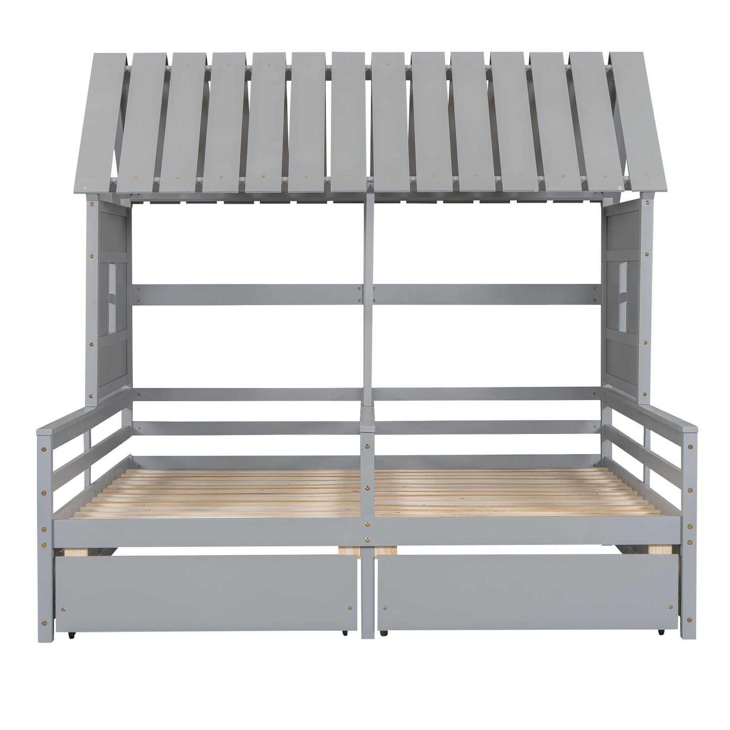 House Platform Beds With 2 Drawers, Side By Side Design gray metal frame HouseOfZazla on Tampa Home & Garden Store