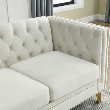 Modern Button Tufted Sofa With Nailhead Trim