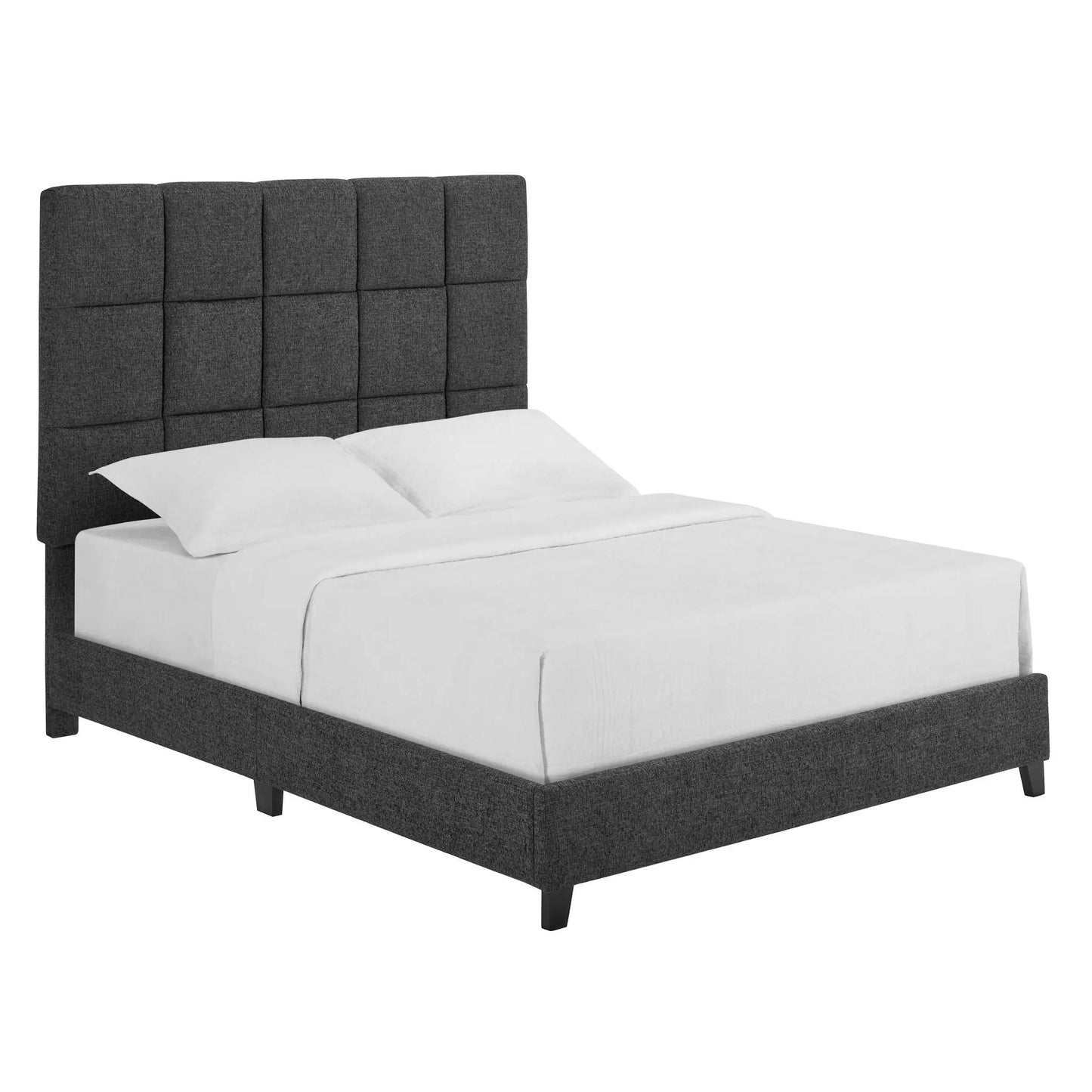 Squares Upholstered Headboard Platform Bed